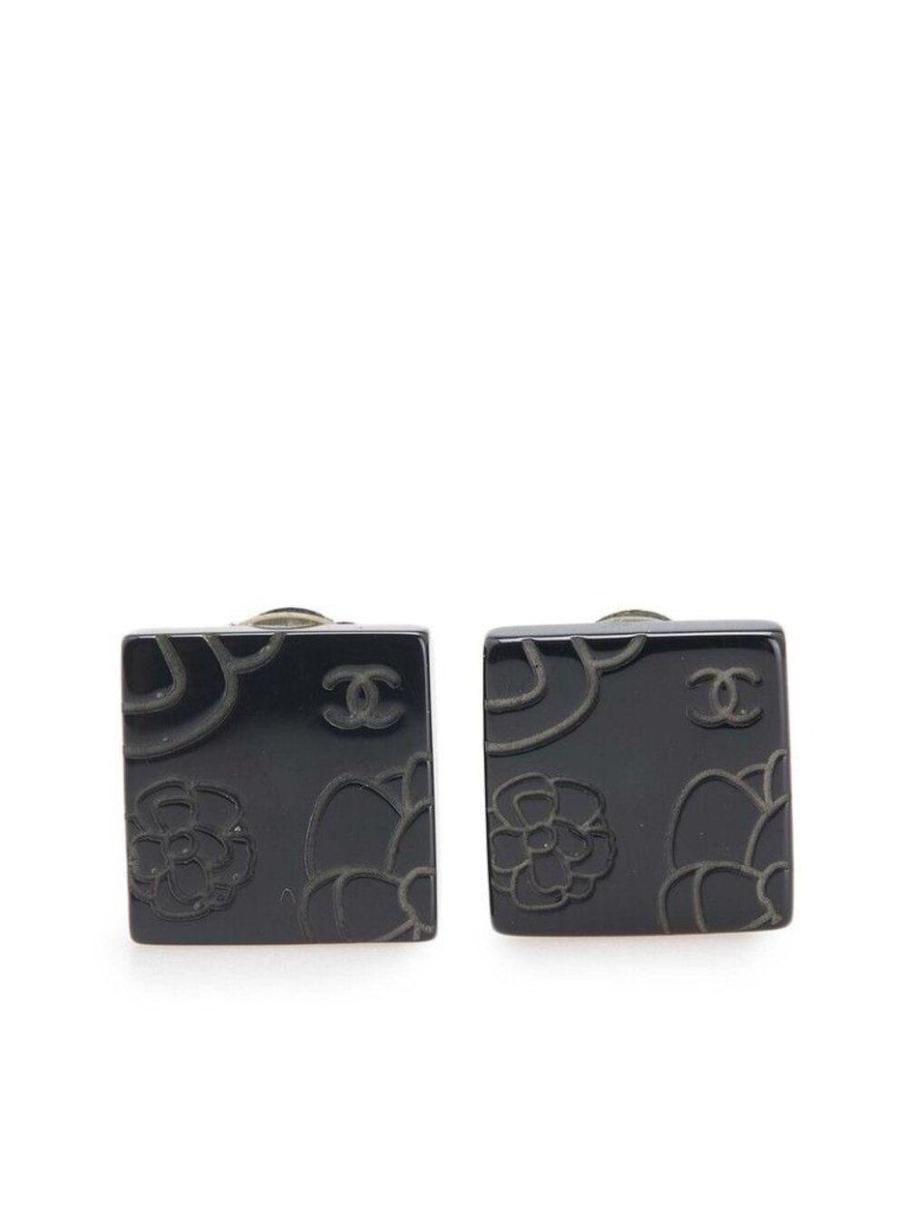 Chanel Camellia Square Black Metal
